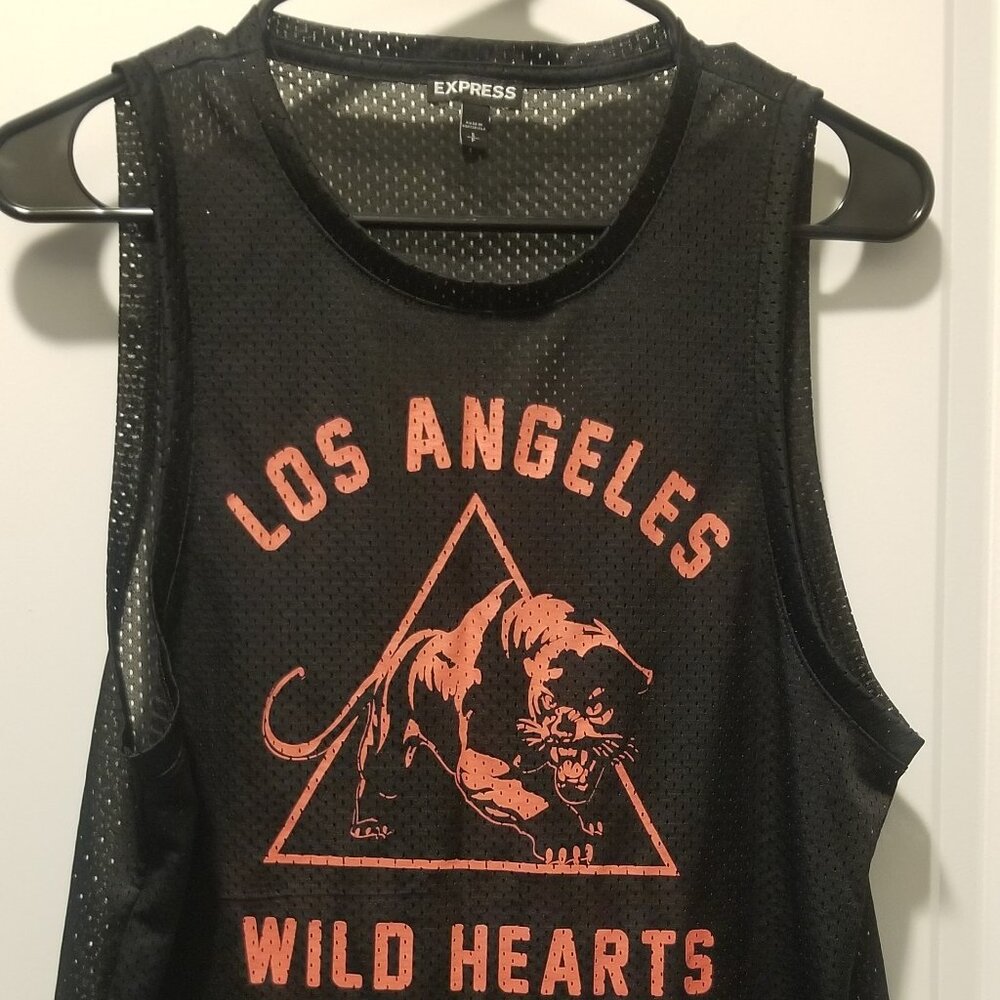 LIKE NEW Women's Express S Black Mesh Graphic Tank